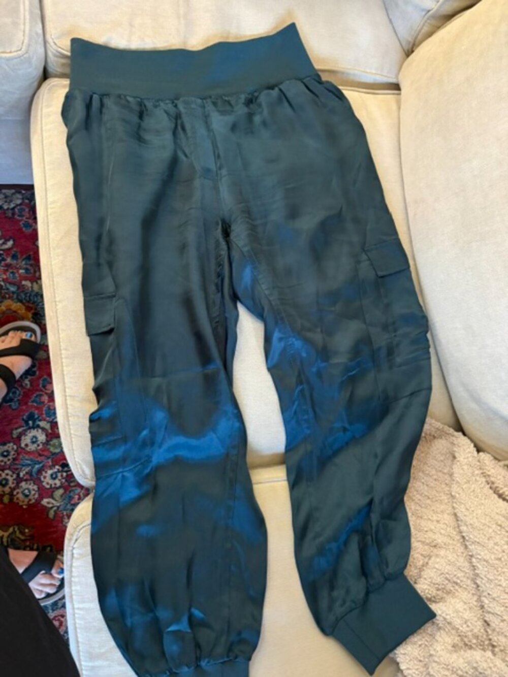 5 a 7 Cinq a Sept Tous Les Jours "Giles" Cupro Jogger Size XL Peacock MSRP $265 - Picture 3 of 3